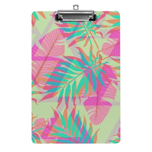 Planchette à pince A4 rose au design feuille de tortue robuste et élégante