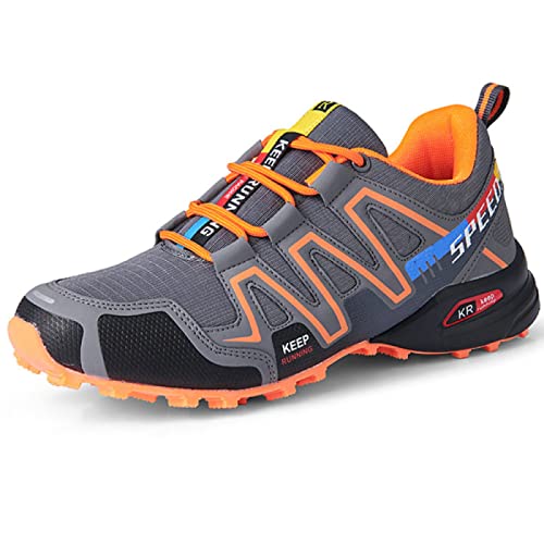 AGYE Fahrradschuhe Herren,rutschfeste Fahrradschuhe Rennrad Mountainbike MTB Schuhe Flat Assisted Sportschuhe,Orange-44