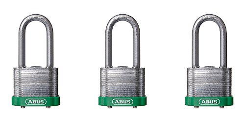 Image of ABUS 19342 41 /40 Laminated Steel Safety Padlock Keyed Alike-Long Shackle, 3 Pack, Green, 3 Piece