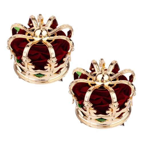 Épingle à cheveux couronne rouge en strass pour coiffure festive de fille