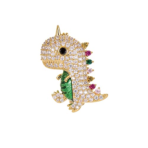 Image of Cute Dinosaur Sparkly CZ Brooches Pins Delicate Luxury Cartoon Animal Brooch Classic for Party Dance Banquet for Women Ladies Girls Dainty Elegant Beautiful Lapel Pins Scarf Clips Collar Neck Tie Dress Suit Shirt Ceremony Clothes Accessories Jewelry Mother's Day Valentine's Day Decor Christmas Birthday Daughter Gifts