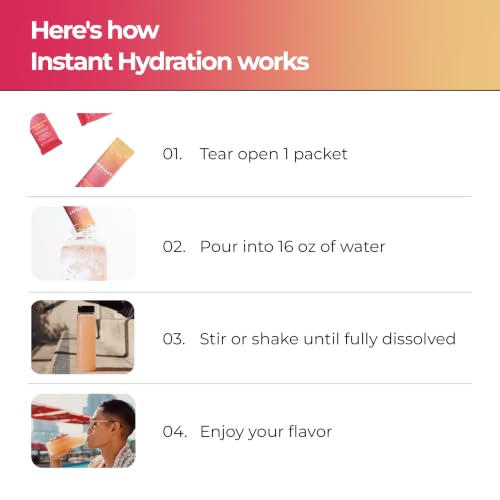 Image of Instant Hydration Sugar Free Electrolytes Powder Packets - Strawberry Lemon Electrolyte Drink Mix & Travel Essentials - Post Workout Recovery, Brain Health, Muscle & Tissue Support - 20 Sticks