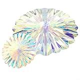 Wiederverwendbare Fächer zum Aufhängen aus schillernder Folie mit rundem Faltdesign, perfekt für Party-Dekoration und Veranstaltungsräume mit Schnur zum Aufhängen