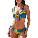 Buonota Sweden Flag Women's Two Piece Bikini Adjustable Brief Set