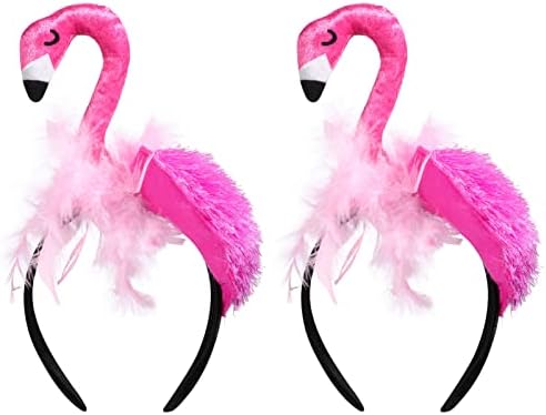 ABOOFAN 2Pcs Flamingo Headbands Flamingo Head Boppers Tropical Headbands Flamingo Party Head Bopper Costume Party Supplies for Hawaii Carnival Tropical Party Suppliles