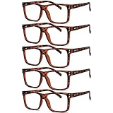 Picture of Eyekepper 5-pack Oversized Reading Glasses Square Large Frame Readers for Men and Women - Tortoise +5.00