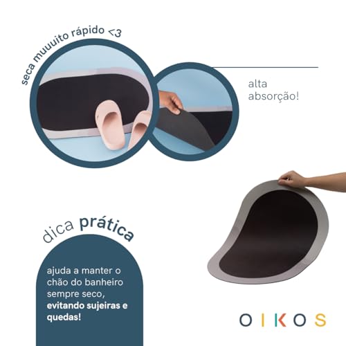 tapete de banheiro antiderrapante seca rápido - Oikos