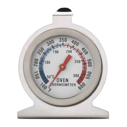 Silver Oven Thermometer 50-300°C/100-600°F, Woodstove