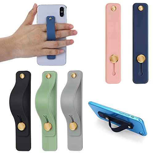 Molain Phone Loop Finger Holder, 5 Pcs Phone Grip Holder, Finger Cell Phone Grip, Silicone Phone Finger Strap, Telescopic Mobile Phone Holder for All Smartphones (5 Colors)