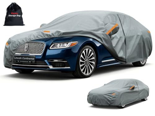 Image of Kayme Heavy Duty Car Cover Custom Fit Lincoln Continental(1982-2025), Waterproof All Weather for Automobiles, Full Exterior Covers Sun Rain UV Protection.