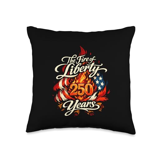 Patriotic 250 Years American Liberty Flame Throw Pillow