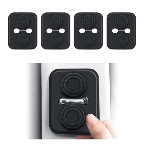 Figpade 4PCS Square-Shaped Car Door Latch Cover,Silicone Car Door Strike Protector for Vibration & Noise Reduction,Self-Adhesive Cars Doors Lock Cover with Triple Thickened Design