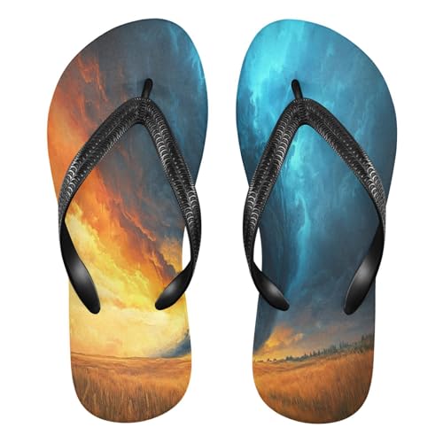 CEBUGI Unisex Flip Flop -Flat Sandal -NonSlip Couple Slippers -Natural Rubber Foam Soles Ultimate Comfort and Durability for Indoor Outdoor|Tornado