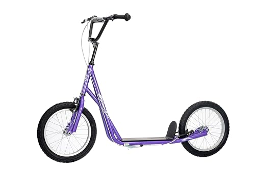 NINODOVAE Scooter Kinderroller Tretroller Lenker Verstellbar Kickscooter mit Luftreifen Ф16 für ab 5 Jahre (Lila)