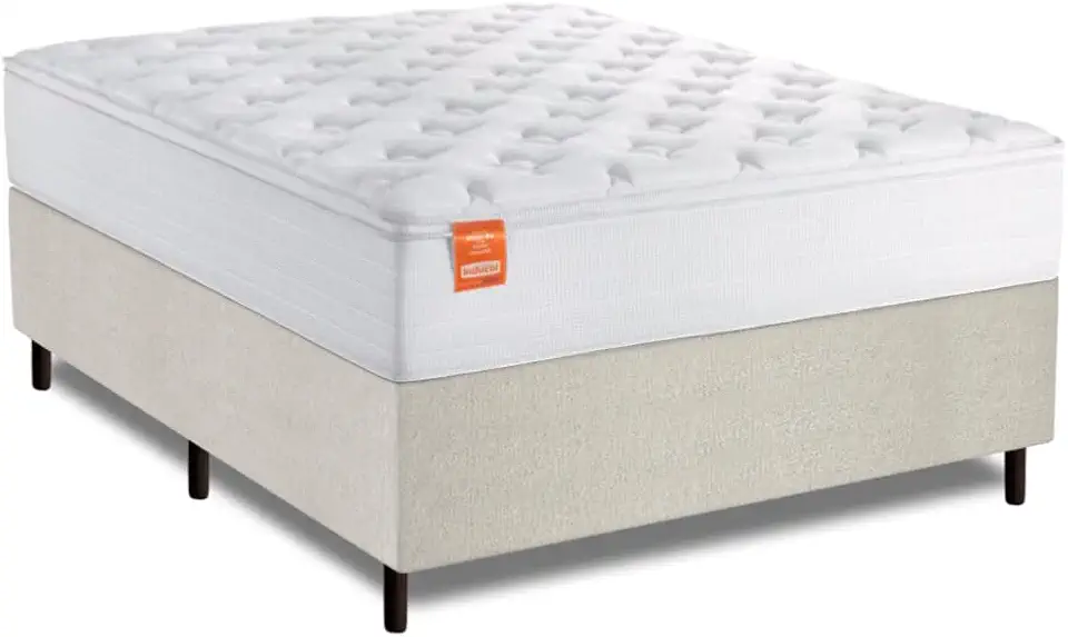 Cama Box Colchão Casal King Molas Ensacadas Real 193x203x65cm Inducol - Suporta até 130kg por Pessoa (Branco Linho)