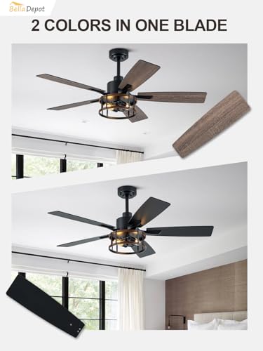Image of Bella Depot 52 inch Gold Ceiling Fan with Light, Black-01