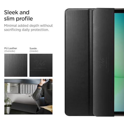 Spigen for Galaxy Tab A11+ (2025) / A9+ (2023) Case, Smart Fold Slim Tri-Fold Stand Cover with Auto Wake/Sleep, Magnetic Closure, Hard PC Back with Soft Suede Interior, 11 Inch, Black - image 4