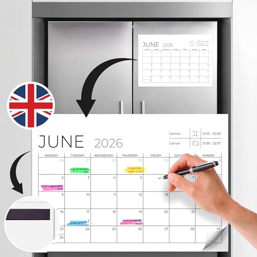 Finoly Calendario Magnetico Nevera en Inglés Julio 25 Diciembre 26 (18 Meses) | Calendario 2025 Nevera | Calendario Mensual | Calendario Iman Nevera 2025 | Calendario Magnético con Adhesión