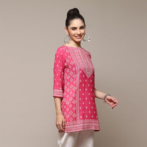 Image of BIBA Women Polyester Straight Fit Liva Printed Kurti