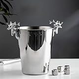 Z-LIANG Cubo de Hielo de Moda y Creativo Acero Inoxidable patrón de Martillo de Oro Cubo Hielo Hielo Vino Tinto Champagne Hielo Vino Barril (Color : Black)