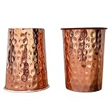 Set of 2 Hammered Pure Copper Cups For Drinking Water Glasses Tumblers Copper Glass for Ayurveda Health Benefits, UNCOATED and LACQUER Free