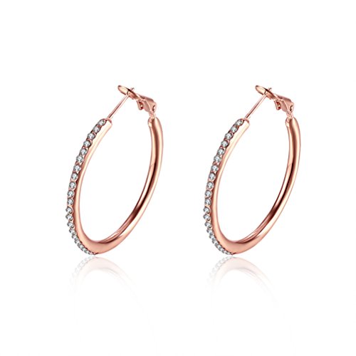 SUNGULF Popular Swrovski Element Crystal Gold-Plated Oval-Cut Hoop Earrings for Women Girls
