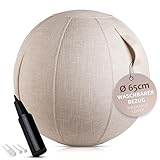 ONVAYA® Gymnastikball 65cm mit Bezug - Gymnastik Ball mit Pumpe - Rutschfester Yoga-Ball - Stabiler...