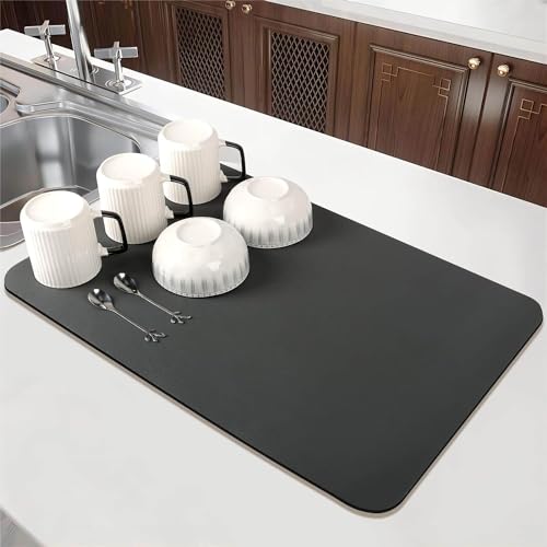 Image of RECLUSE Dish Drying Mat for Kitchen Counter, Super Absorbent Coffee Mat Hide Stain Dish Mat Drying Kitchen Mat | Non Slip Rubber Backed Dish Drying Mat for Coffee Machine Dish Rack Draining Mat