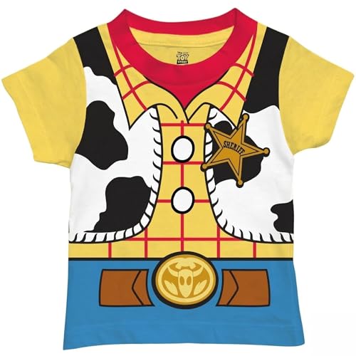 Toy Story Woody Sheriff or Buzz Lightyear Toddler & Little Kids T-Shirt Boys & Girls Soft Short Sleeve Graphic Tee Ages 27 (US Age 4 Years Woody Sheriff)