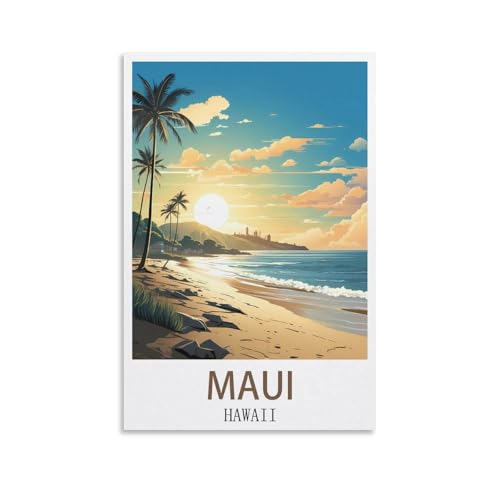 NAEGV DIY Hand Painted Oil Painting Kit Maui Hawaii Linen Canvas Acrylic DIY Number Painting Kits Wall Art Decor Gifts 40x50cm