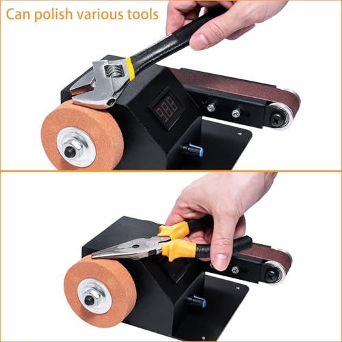 YZCHAIN Mini Belt Sander with 10 Abrasive Belts, Angle Adjustable Bench Belt Grinder, Variable Speed Control & Digital Display, 350W Power Sander for Woodworking Metal, G6M-ZJL-ONR648 - Image 6