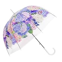 Chesoon Clear Flower Umbrella Auto Opened with Transparent Windproof Dome Canopy for Girls Ladies Elegant Party Wedding Umbrella,White