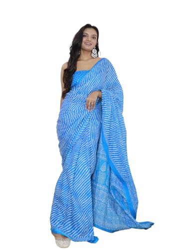 Shiv Textiles Womens Pure Cottoncasual Wear Saree (Smc-St-47-Blue)