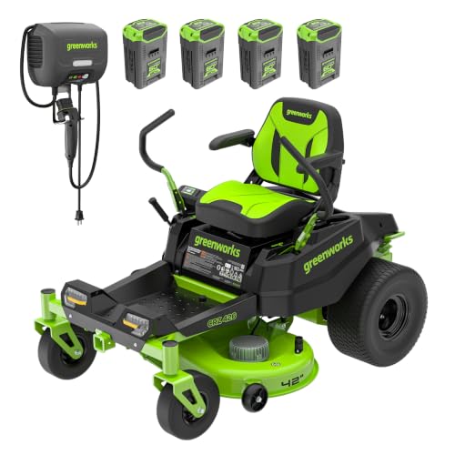 Greenworks 60V 42' CrossoverZ Zero Turn Mower, (4) 8.0Ah Batts + 600W Chgr
