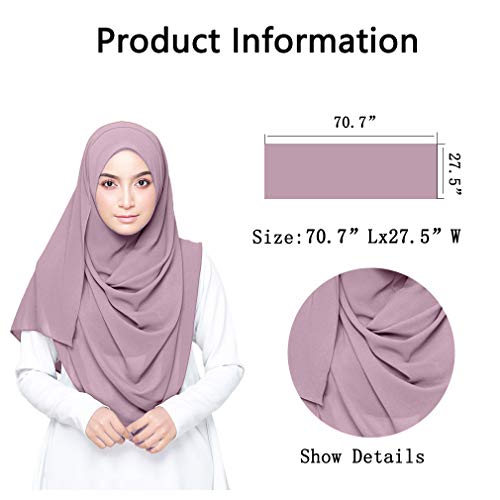 Image of LMVERNA Solid Color Bubble Chiffon Scarf for Women Fashion Soft Hijab Long Scarf Wrap Scarves