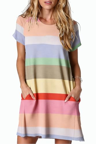 Image of Alaster Women's Casual Summer T Shirt Dress Loose Short Sleeve Tunic Dress with Pocket for Women