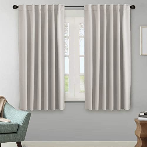 Image of H.VERSAILTEX Blackout Curtains Thermal Insulated Window Treatment Panels Room Darkening Blackout Drapes for Living Room Back Tab /Rod Pocket Bedroom Draperies, 52 x 63 Inch, Stone, 2 Panels