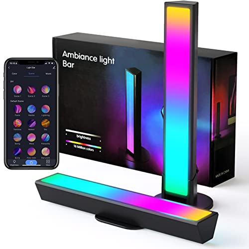 HPYLIF·H RGB Ambient - Juego de 2 bombillas LED inteligentes con 16 luces ambientales, USB de retroiluminación para TV, sincronización con música, lámpara de juegos, luz ambiental Bluetooth habitación