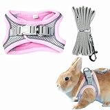Pet Harness,Rabbit Harness and Leash Set, Breathable Pet Vest, Reflective Strips Jacket for Small Kitten, Puppy, Rabbit (Pink,S)