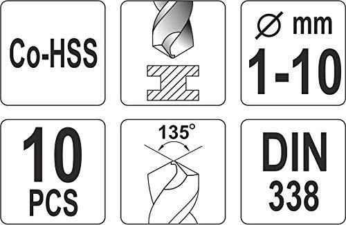 Yato yt-41603 – Co-Hss Spiral Drill Set 10 Pc 1 – 10 mm