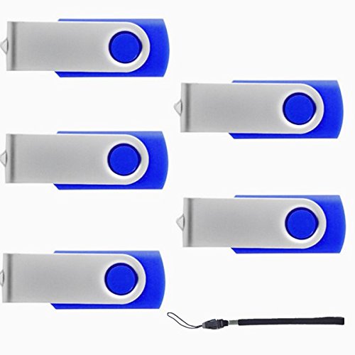 Lot de 5 clés USB 2.0 pivotantes 8 Go/2.0 Bleu