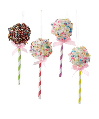 Kurt Adler - Paleta de palomitas de maíz espolvoreadas – 5.7 pulgadas de PVC y plástico decorativo colgante para festividades; juego de 4