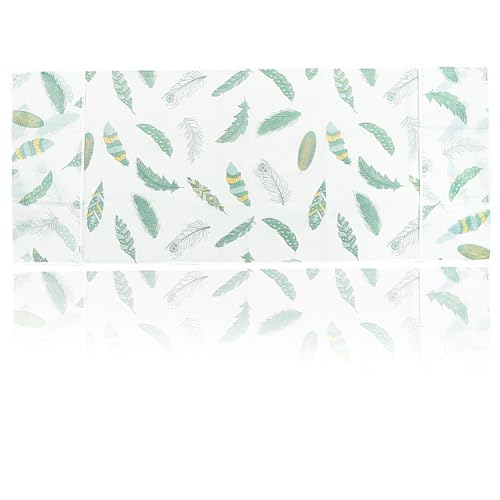 Image of CREATCABIN Refrigerator Dust Cloth PVEA Washing Machine Waterproof Cover Dustproof Fridge Top Cover Multi-Purpose with Side Storage Pockets for Kitchen Appliance Protector Feather 75 x 24 Inch