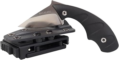 MASALONG Cuchillo táctico súper duro de acero D2 kni200-b con vaina kydex cuchillo EDC (Segunda revisión)