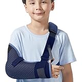 Velpeau Kids Arm Sling Shoulder Immobilizer with Waist Strap, Ventilated & Breathable Design, Arm Support Brace for Children, Boys, Girls (Mesh Version, Blue, Right, XS: Bust 22.5″-26″)