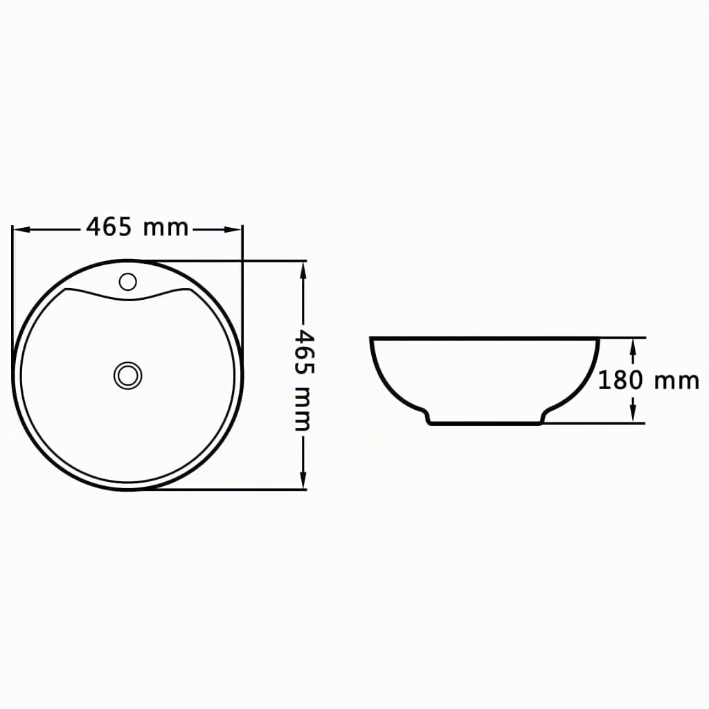 vidaXL Lavabo con Rebosadero Baño Servicio Fregadero Piezas de Fontanería Bricolaje Instalación Decoración Aseo Grifería 46,5x15,5 cm Cerámica Blanco