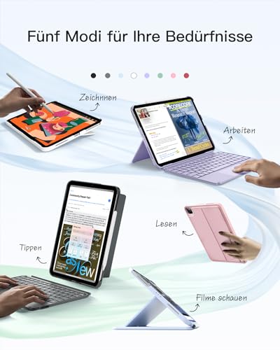 Inateck Hülle mit Tastatur für iPad 11(A16)/10. Gen, Ultraleicht 450g – Ansicht 4