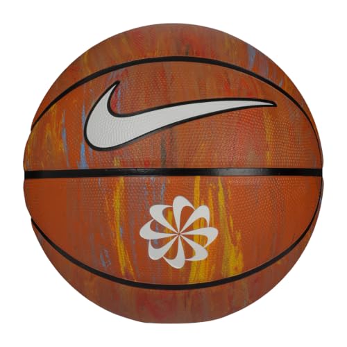 Image of Nike Everyday Playground 8P Next Nature Deflated Rubber Basketball Size 7, Durable Grip Outdoor, Multi /Amber /Black /White