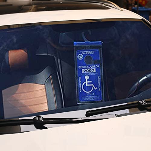 VAGURFO 2 Pcs Handicapped Parking Placard Holder,Disabled Parking Permit Holder Placard Protective With Larger Hook Fit Rearview Mirror
