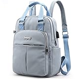 Rucksack Damen Kleiner, Modischer Wasserdichter Rucksack mit USB-Ladeanschluss, Tägliche Tasche mit Laptopfach, Daypack mit Anti-Diebstahl, Geeignet für Schule, Universität, Arbeit,Reisen (Himmelblau)